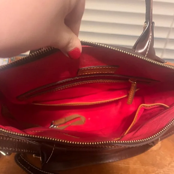 Dooney & Bourke Tan and Brown Domed Satchel - Picture 4 of 5